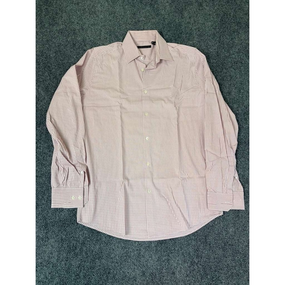 Theory Shirt Mens 14.5R/32-33 Micro Check Plaid Button Front Cotton Long Sleeve